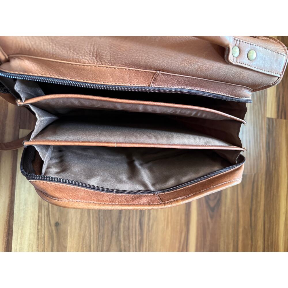 Latico Reporter Leather Crossbody Bag Hollywood Laptop Shoulder Brown - Picture 4 of 11